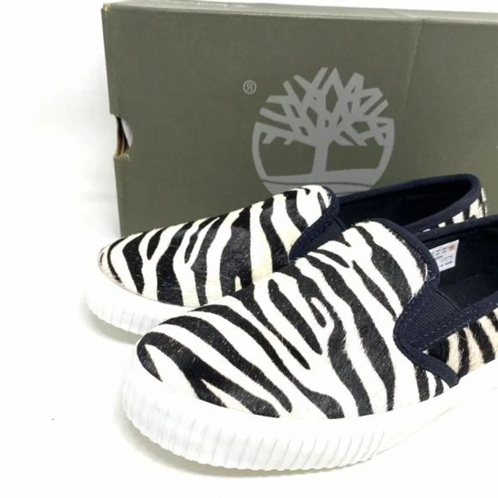 Timberland BX2 WOMEN SKYLA BAY SLIP ON ZEBRA LEATHER Black BX2 0A2GW6 TB White - Picture 9 of 11